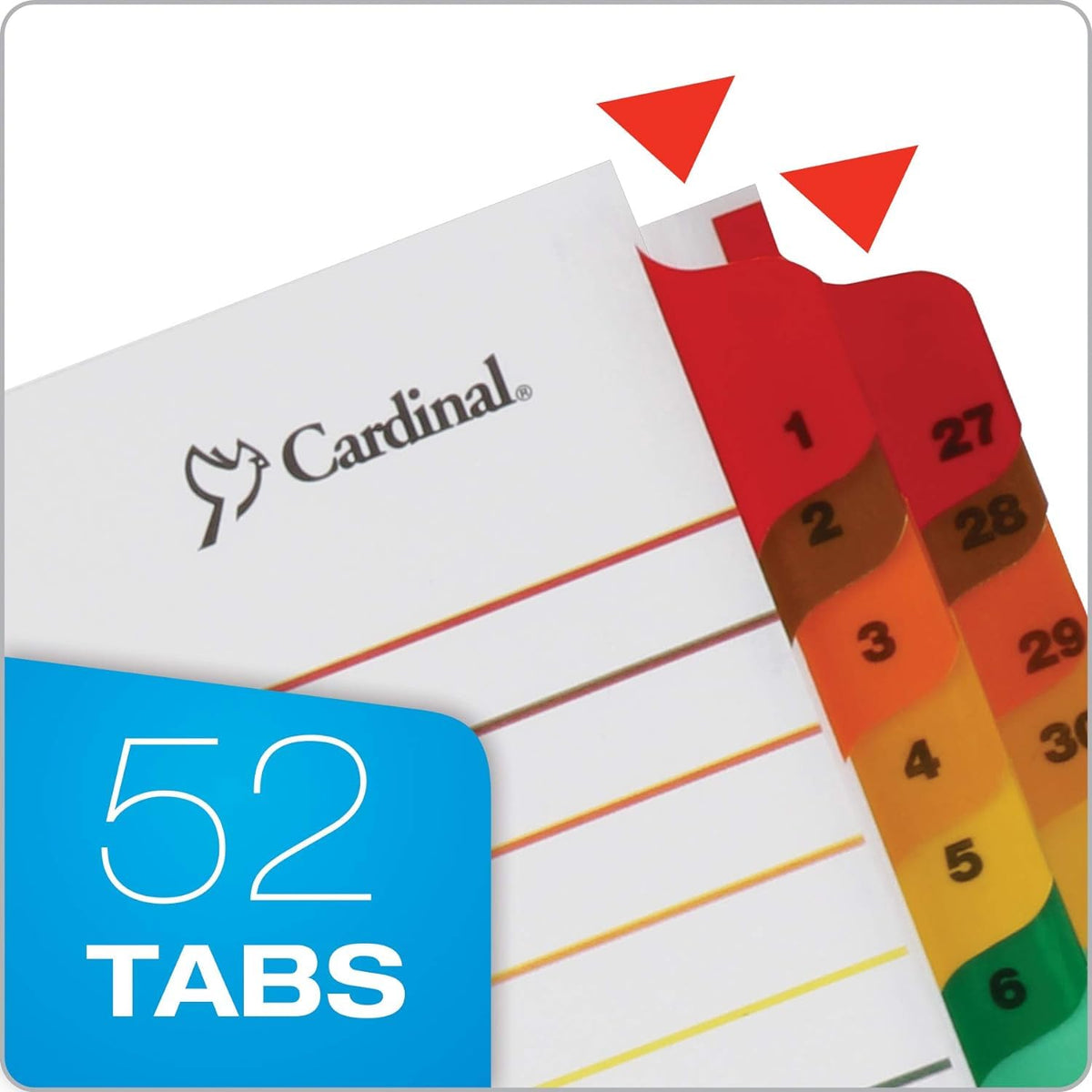 Cardinal by TOPS Products OneStep Printable Table of Contents and Index Dividers, 52-Tab, Numbered, Multi-Color (60990)
