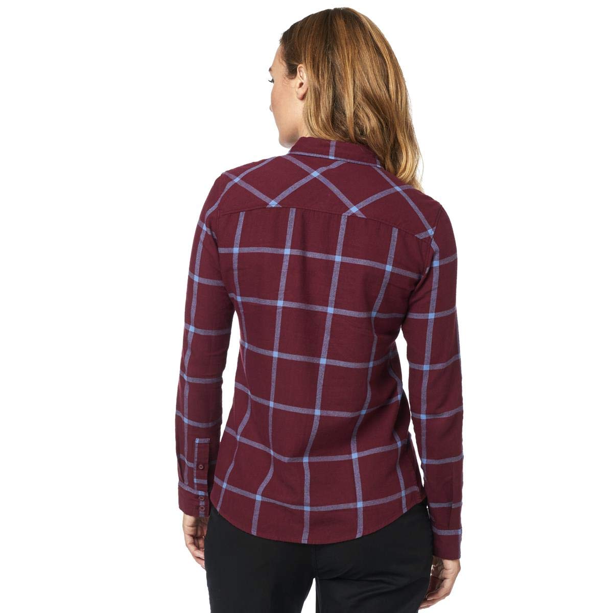 Fox - Botones de Franela estándar para Mujer, Color carbón/Grafito/Rojo, Talla L