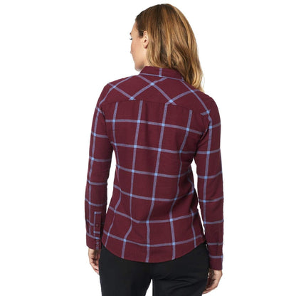 Fox - Botones de Franela estándar para Mujer, Color carbón/Grafito/Rojo, Talla L