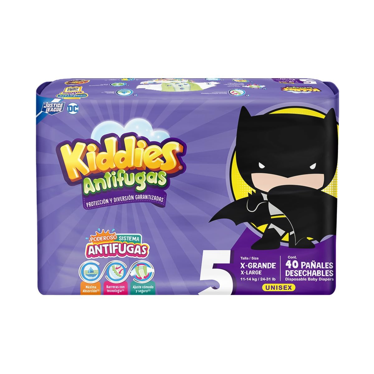 Kiddies Antifugas Pañales, T5 Extra Grande, 160 pañales