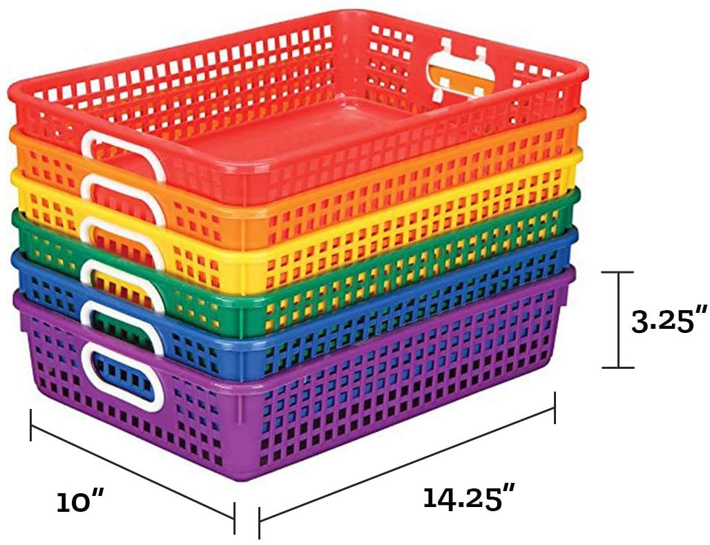 Really Good Stuff - Cesta de almacenamiento de papel de computadora de plástico para aula o hogar, 14 x 10 pulgadas, cesta de malla de plástico, sin arrugas, agrupación para 6