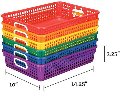 Really Good Stuff - Cesta de almacenamiento de papel de computadora de plástico para aula o hogar, 14 x 10 pulgadas, cesta de malla de plástico, sin arrugas, agrupación para 6