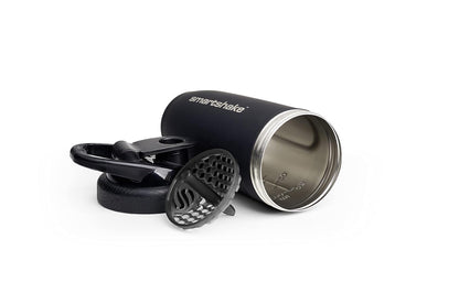 SmartShake Reforce Negro Botella Mezcladora de Acero Inoxidable 900 ml, Libre de BPA