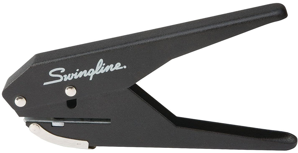Swingline 74017 perforadora de 1 agujero, perforadora de 20 hojas de capacidad, alicates de baja fuerza, negro y plateado