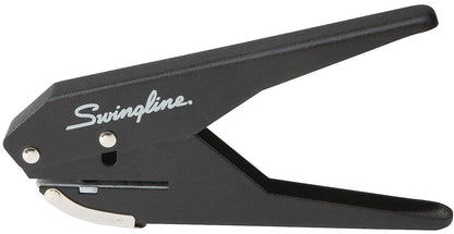 Swingline 74017 perforadora de 1 agujero, perforadora de 20 hojas de capacidad, alicates de baja fuerza, negro y plateado
