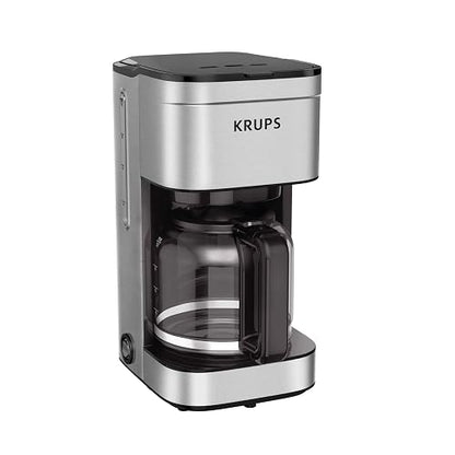 KRUPS Cafetera de Filtro Permanente Simply Brew Family Inoxidable, capacidad para preparar 10 tazas de café, incluye filtro permanente y cuchara dosificadora, 900 W, KM203D50