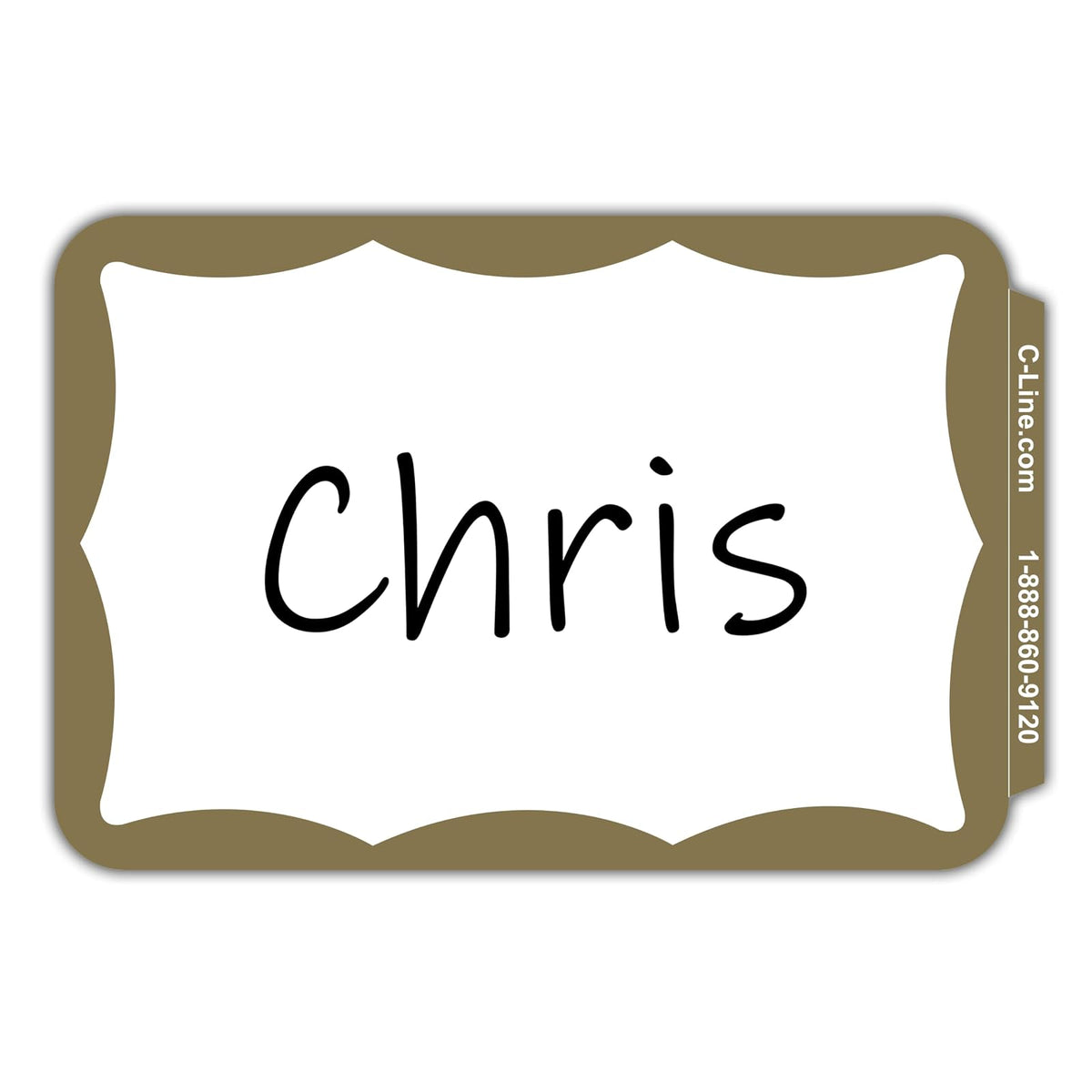 C-Line 92266 - Insignias de identificación sensibles a la presión, borde dorado, 3.5 x 2.25 pulgadas, 100 por caja
