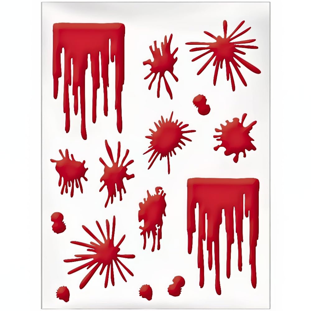 Amscan Decoración de Halloween Asilo Sangriento: Salpicaduras y Goteos de Sangre en Gel, Rojo, 17 1/2 x 12 3/8 (Talla del Paquete) para Eventos de Fiesta y Temáticos, 48 meses a 144 meses
