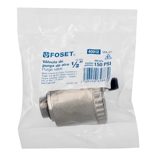 Foset VPA-01, Válvula de purga de aire 1/2", latón niquelado