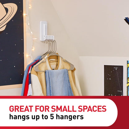 Command - percha de ropa plegable para ropa, con capacidad para hasta 5 perchas de 7 libras, 1.5 libras por peldaño y 1 gancho con 5 peldaños y 4 tiras, organizador de clóset, organización del hogar