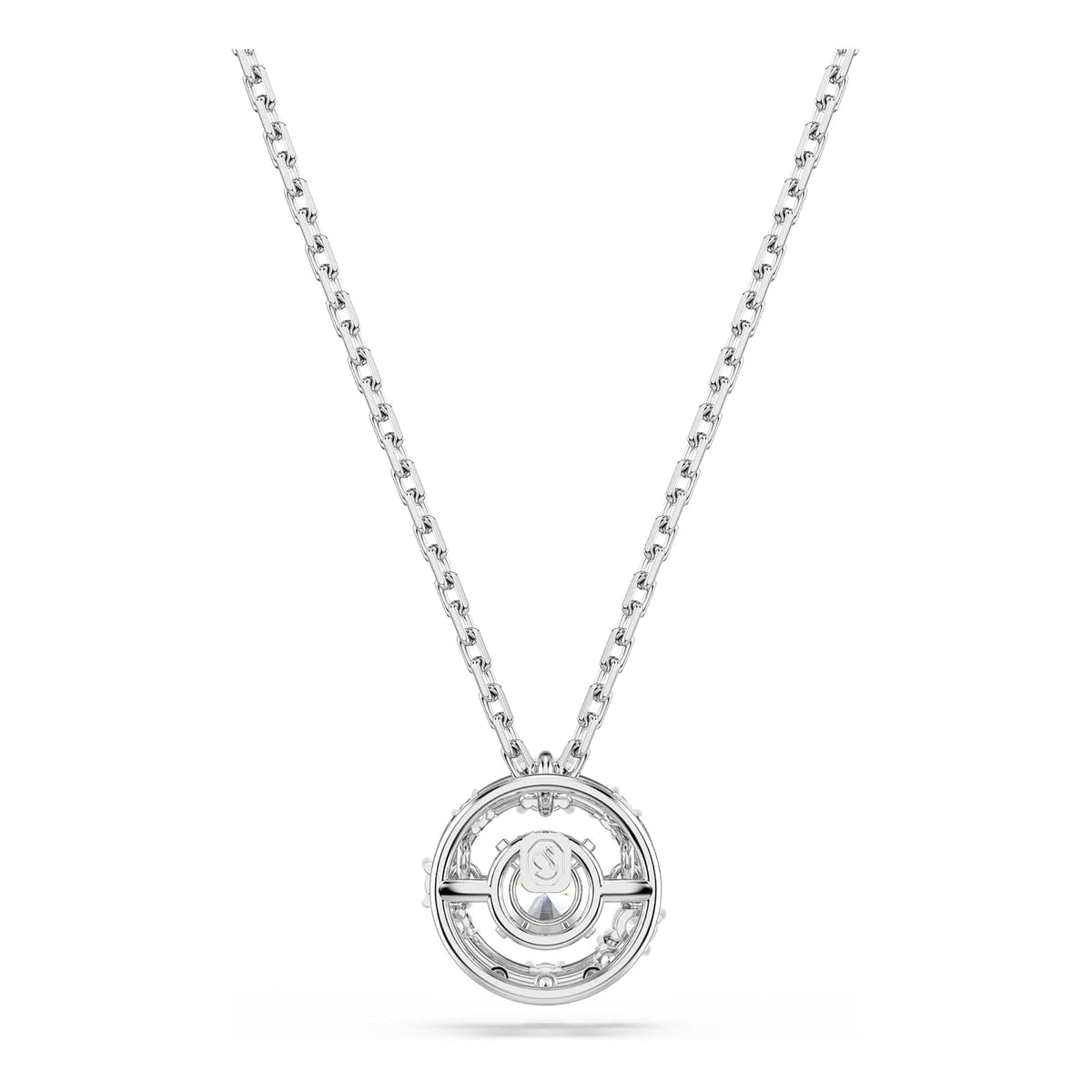 Swarovski Colección Constella - Piedra danzante de corte redondo, color blanco, chapado en rodio, Talla única, Sin metal, cristal de swarovski