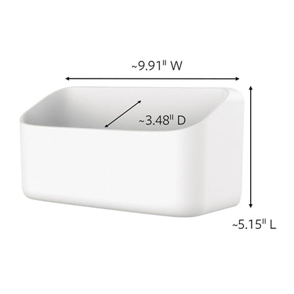 Command Organizador grande de 10 libras con 4 tiras de comando, 10 x 3.4 x 5.1 pulgadas, pesado sin daños para organizar suministros de limpieza, clóset y despensa, blanco