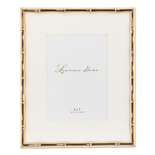 Lawrence Frames - Marco de Metal con diseño de bambú, 8 x 10 Pulgadas, Mate 5 x 7 Pulgadas, Dorado