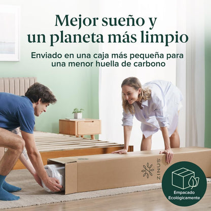 Zinus Comfort | Colchón Individual de Memory Foam de 25 cm de Grosor con Gel Refrescante y con Esencia de Té Verde | Garantía de 10 años