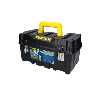 Surtek Caja Portaherramientas Plástica con Broches Metálicos - 17" x 9" x 8" - Negro