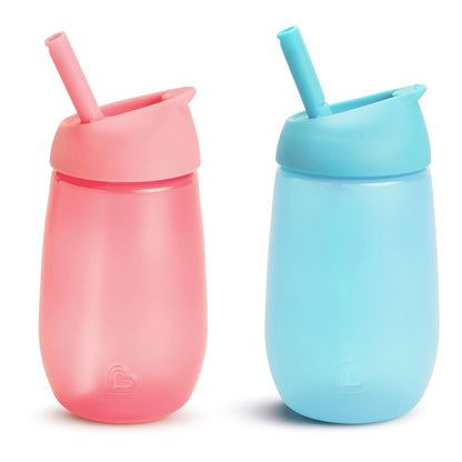 Munchkin Simple Clean - Taza de popote, 10 onzas, paquete de 2, rosa/azul, 2 unidades (paquete de 1)