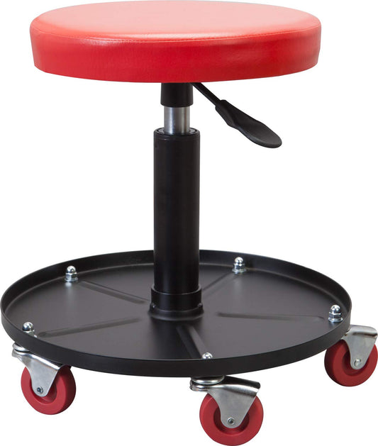 Torin ATRHL6201B - Asiento de cochera y Tienda con Ruedas de Alta Resistencia, Acolchado Ajustable con Bandeja de Herramientas, Color Rojo 250 Libras