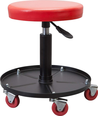 Big Red Asiento de Taller con Ruedas ATRHL6201R, Acolchado Ajustable, Bandeja de Herramientas, Rojo