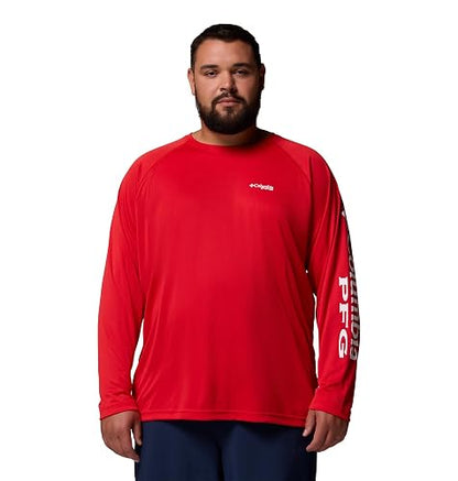 Columbia Sportswear Men's Terminal Tackle Long Sleeve Shirt, Key West/Vivid Blue Logo, Small