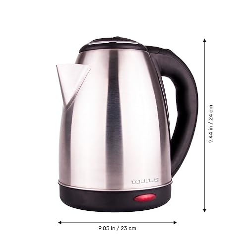 TAURUS CARONTE | Hervidor Eléctrico 2L de Acero Inoxidable | Ebullición Rápida en Minutos | Seguro, Durable y con Apagado Automático | Ideal para Té, Café y Cocina Diaria