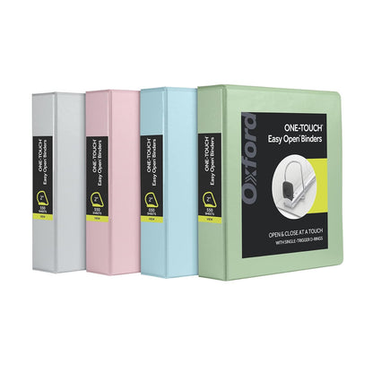 Oxford - Carpeta de 3 anillas, anillos en D de apertura fácil de 2 pulgadas, fundas para carpetas de vista de 3 lados, carpetas para la escuela, bisagras Xtralife, antiadherentes, sin PVC, pastel