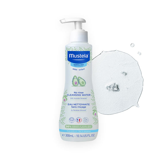 Agua limpiadora para bebés Mustela - Agua micelar sin enjuague - con aguacate natural y aloe vera - para la cara, el cuerpo y el pañal del bebé - 10.14 fl. onz.