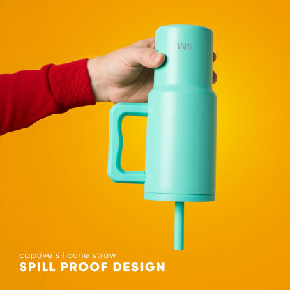Simple Modern Vaso para Niños con Asa y Tapa con Popote de Silicona | A Prueba de Derrames y Resistente a Fugas | Botella de Acero Inoxidable Reutilizable | Trek Colección| 710ml | Ocean Water