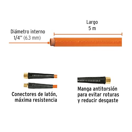 Truper MAN-PI-5-1/4, Manguera de PVC para compresor, largo de 5m, diámetro 1/4"
