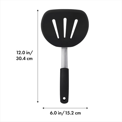 Oxo 1071533 Good Grips Silicone Flexible Pancake Turner/Spatula, Black,, Negro