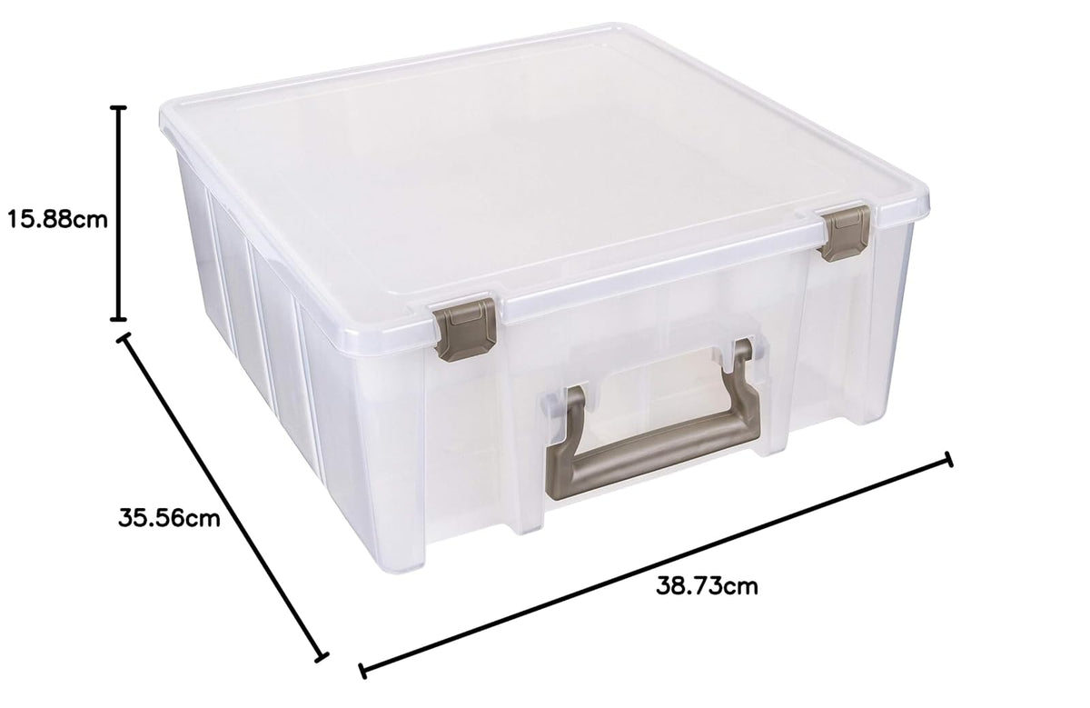 ArtBin 6899AZ Super Satchel Doble Profundo con Bandeja elevable, Organizador portátil de Artes y Manualidades con divisores extraíbles, Transparente