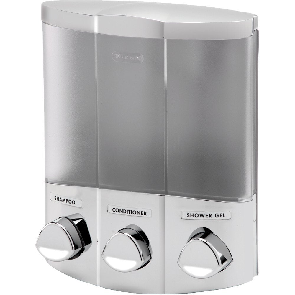 Euro Series Trio Dispensador de jabón y regadera de tres cámaras, cromo, Plateado (Satin silver), 3-Chamber, 1 - plata - 3 cámaras - Dispensador