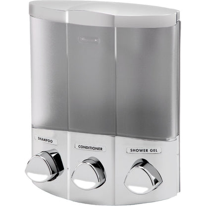 Euro Series Trio Dispensador de jabón y regadera de tres cámaras, cromo, Plateado (Satin silver), 3-Chamber, 1 - plata - 3 cámaras - Dispensador