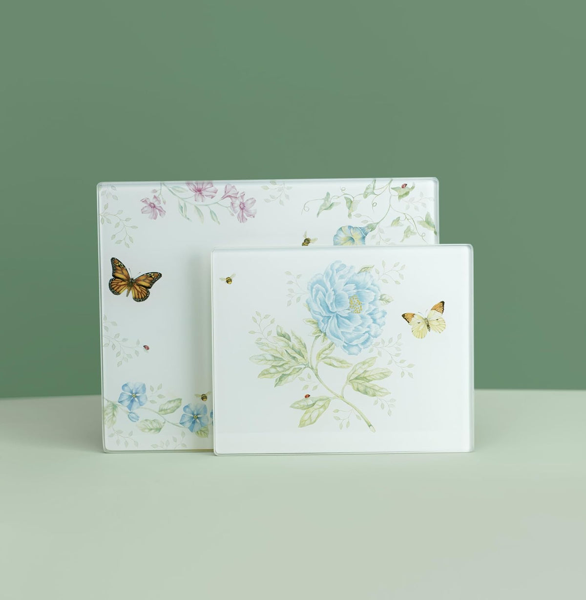Lenox Tabla para Picar Grande Butterfly Meadow, Vidrio Resistente, Lavado a Mano, 33 cm de Ancho