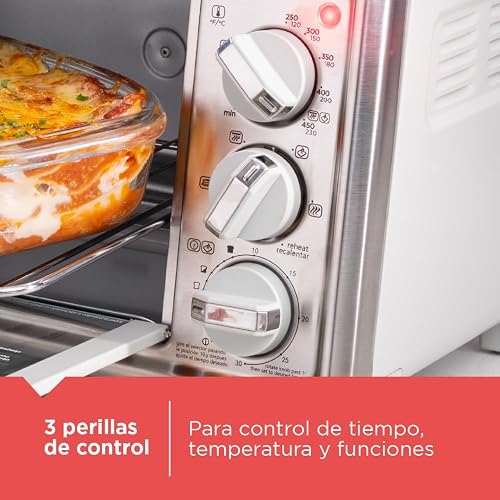 Black+Decker Horno Tostador de 4 Rebanadas con 5 Funciones, TO4130-1SDLA | 1150W, Tecnología EvenToast con 5 funciones: hornear, asar, tostar, calentar y recalentar
