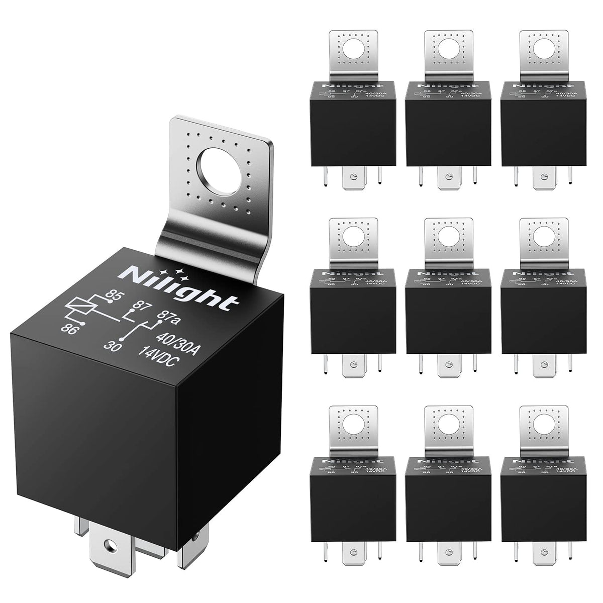 Nilight Relé Intermitente CF13 para Auto y Motocicleta - 10 Pack 5 Pin Relay