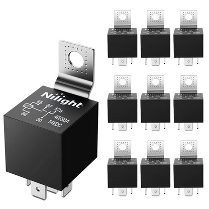 Nilight Relé Intermitente CF13 para Auto y Motocicleta - 10 Pack 5 Pin Relay