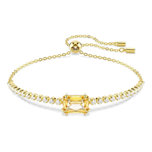 Swarovski Pulsera Tennis Matrix, Tallas mixtas, Caramelo, Baño tono oro