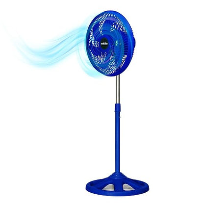 PRACTIKA 10-SF | Ventilador de Pedestal 10” Azul | 3 Velocidades | Altura Ajustable (66 a 88 cm) | Compacto y fácil armado | Ideal para Espacios Pequeños | 65W