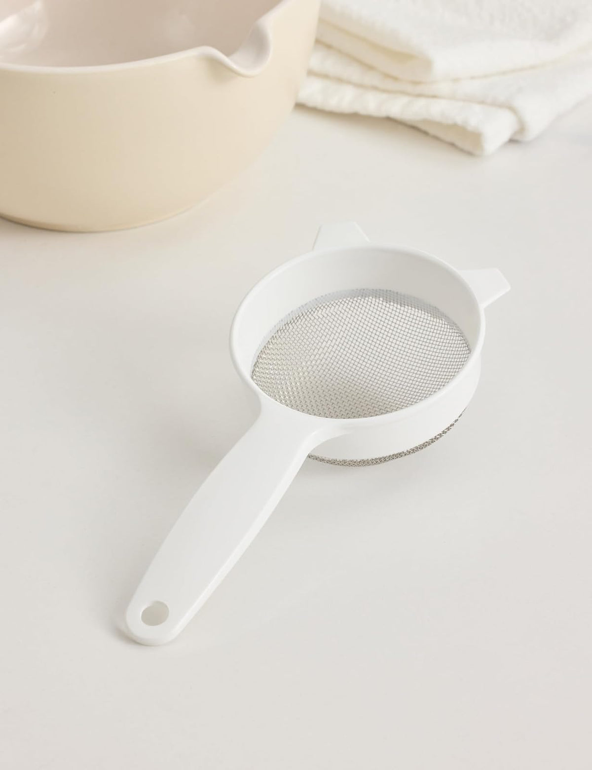 Norpro Colador 2133 | Blanco, 8.3 cm, malla de acero inoxidable, plástico duradero