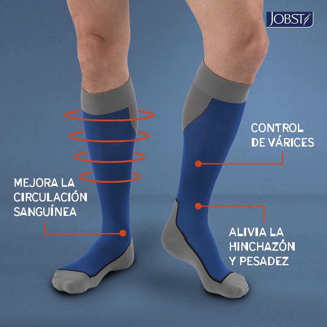 JOBST Sport Calcetines de compresión, Media 20-30mmHg, Rodilla, Talla L | Punta Cerrada, Color Negro, Compresión de Grado Médico