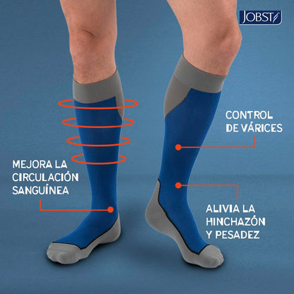 JOBST Sport Calcetines de compresión, Media 20-30mmHg, Rodilla, Talla L | Punta Cerrada, Color Negro, Compresión de Grado Médico