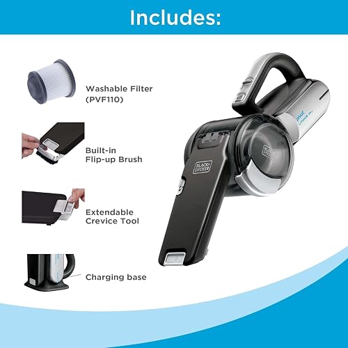 Black + Decker BDH2000PL MAX Aspiradora pivotante de Litio, 20 voltios, Pivot Handheld Vacuum, Negro, Diseño 1, 1, 1