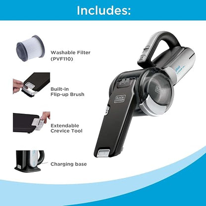 Black + Decker BDH2000PL MAX Aspiradora pivotante de Litio, 20 voltios, Pivot Handheld Vacuum, Negro, Diseño 1, 1, 1