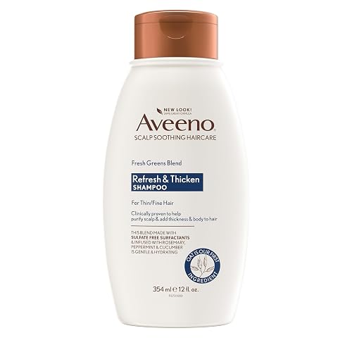 Aveeno Scalp Soothing Fresh Greens Blend Shampoo for Volume, Thickness and Refresh, Sulfate Free Shampoo, No Dyes or Parabens, 12 fl. oz