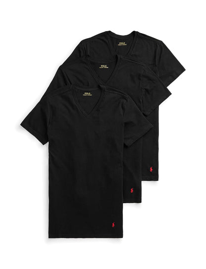 Polo Ralph Lauren Mens Standard Fit V-Neck T-Shirt - Polo Negro - Rojo - XXL