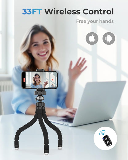 UBeesize Trípode S Premium Flexible Teléfono Trípode con Mando Inalámbrico, Mini Trípode Soporte para Cámaras/GoPros/Dispositivos Móviles