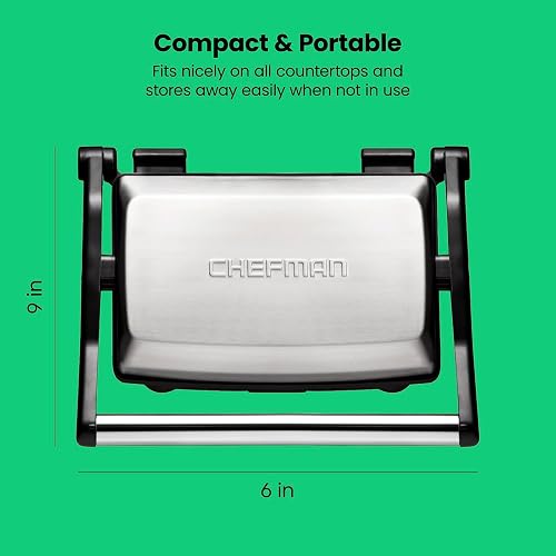 Chefman RJ02-180 Parrilla, Prensa Panini Grill y Gourmet Sandwich Maker