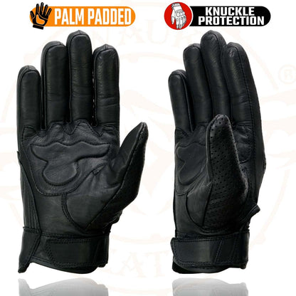 Milwaukee - Guantes cortos de piel perforados para hombre, Negro, Mediano