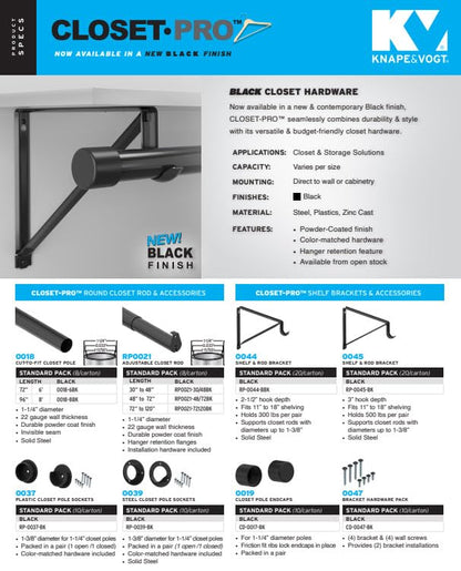 Closet Pro CD-0024-30/48ZC Heavy Duty Adjustable Rod, 30 by 48-Inch, Zinc Plated