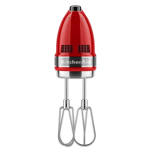 KitchenAid KHM7210ER 7-Speed Digital Hand Mixer with Turbo Beater II Accessories and Pro Whisk Empire rojo